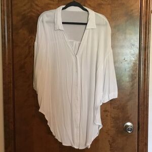 Shein Brand, Size 4X, Woman’s Plus Size Blouse, White Gauze Fabric